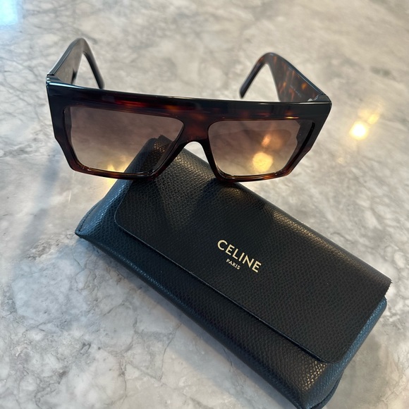 CELINE Chunky Rectangle Acetate Sunglasses - Picture 6 of 9